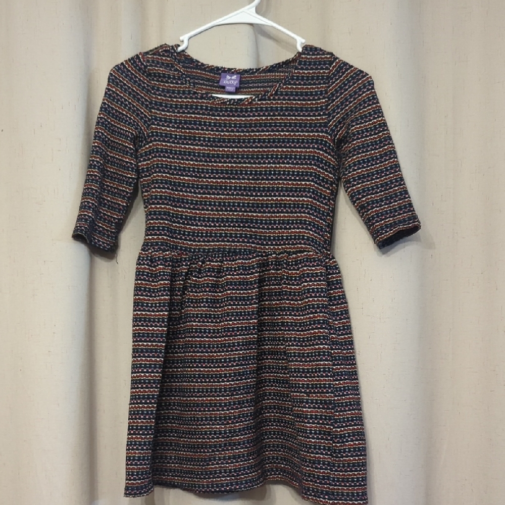 BeBop Navy and Orange Striped Kids Dress